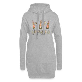 Blumen - Hoodie-Kleid - Grau meliert - Vorne