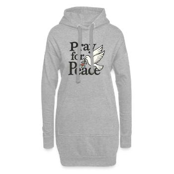 Betet für den Frieden – Taube mit Olivenzweig Spirituell - Hoodie-Kleid - Grau meliert - Vorne