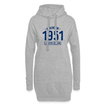 Fabriqué en 1951 - Edition limitée - Année de naissance - Sweat-shirt à capuche long Femme - gris chiné - Devant