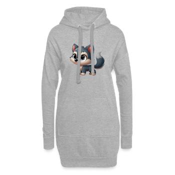 wolf 3 - Sweat-shirt à capuche long Femme - gris chiné - Devant