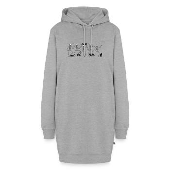 Dancing Skeletton Black Cats Funny Halloween Party - Sweat-shirt à capuche long Femme - gris chiné - Devant