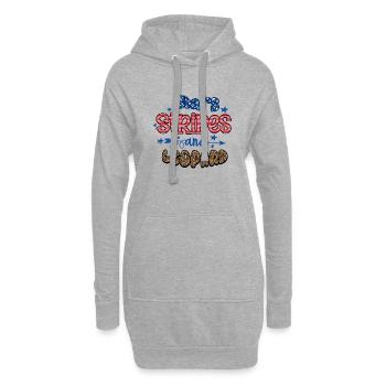 Rayures étoilées et léopard - Sweat-shirt à capuche long Femme - gris chiné - Devant