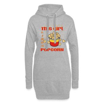 Mädchen mag Popcorn Leckerer Popcorn-Esser - Hoodie-Kleid - Grau meliert - Vorne