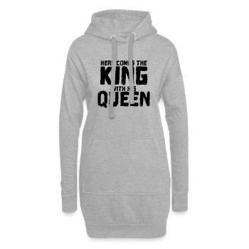 Voici le roi avec sa reine | Paire - Sweat-shirt à capuche long Femme - gris chiné - Devant