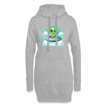 Alien zeigt Peace - Hoodie-Kleid - Grau meliert - Vorne