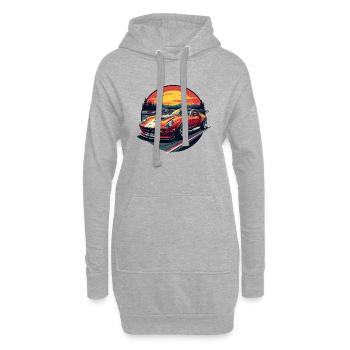 Automobil: Sportwagen im Vintage-Stil - Hoodie-Kleid - Grau meliert - Vorne
