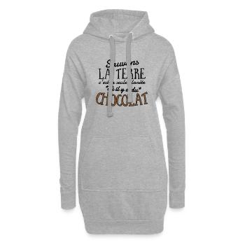 Sauvons la Terre c'est la seule planète où il y... - Sweat-shirt à capuche long Femme - gris chiné - Devant