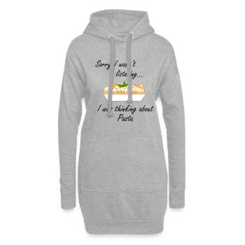 Penser aux pâtes spaghetti manger des nouilles - Sweat-shirt à capuche long Femme - gris chiné - Devant