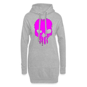 Schädel Skull Horror rosa Geschenk - Hoodie-Kleid - Grau meliert - Vorne