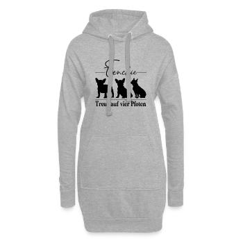 Frenchie Französische Bulldogge Treue auf Pfoten - Hoodie-Kleid - Grau meliert - Vorne