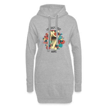 Harfe Geschenk Musikinstrument Musiker Zupfen - Hoodie-Kleid - Grau meliert - Vorne