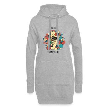 Harfe Geschenk Musikinstrument Musiker Zupfen - Hoodie-Kleid - Grau meliert - Vorne