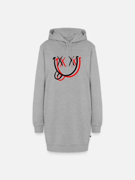 Ausgestreckte Zunge Smile - Hoodie-Kleid - Grau meliert