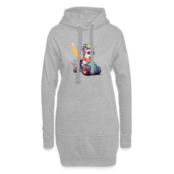 Einhorn mit dem Auto - Hoodie-Kleid - Grau meliert - Vorne