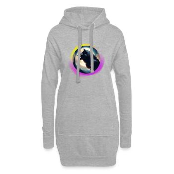 Werwolf liebt den Mond - Hoodie-Kleid - Grau meliert - Vorne
