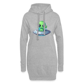Alien zeigt Peace - Hoodie-Kleid - Grau meliert - Vorne