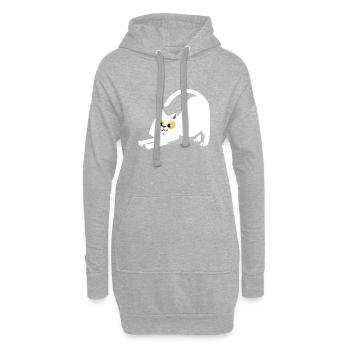 Chat blanc qui s'étend - Sweat-shirt à capuche long Femme - gris chiné - Devant