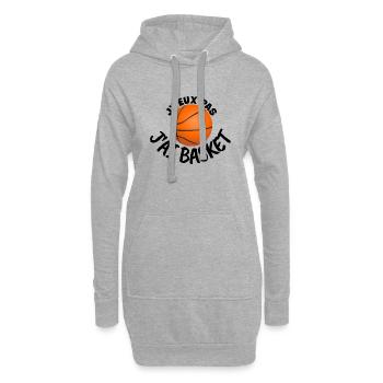 J'peux pas j'ai basket. Humour sur le basket - Sweat-shirt à capuche long Femme - gris chiné - Devant