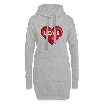 Love 3D rouge - Sweat-shirt à capuche long Femme - gris chiné - Devant