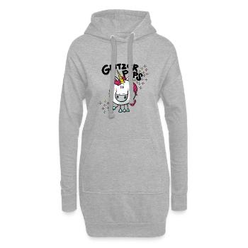 Einhorn Glitzerpups - Hoodie-Kleid - Grau meliert - Vorne