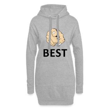 Pointant votre t-shirt de doigt et vous êtes le meilleur - Sweat-shirt à capuche long Femme - gris chiné - Devant