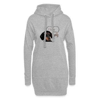 Dackel – Ich liebe Hunde - Hoodie-Kleid - Grau meliert - Vorne