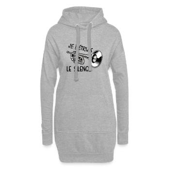 Je détruis le silence t-shirt trompette humour - Sweat-shirt à capuche long Femme - gris chiné - Devant