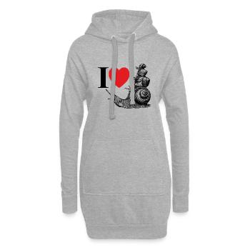 J’aime les escargots - un cœur pour les escargots - Sweat-shirt à capuche long Femme - gris chiné - Devant