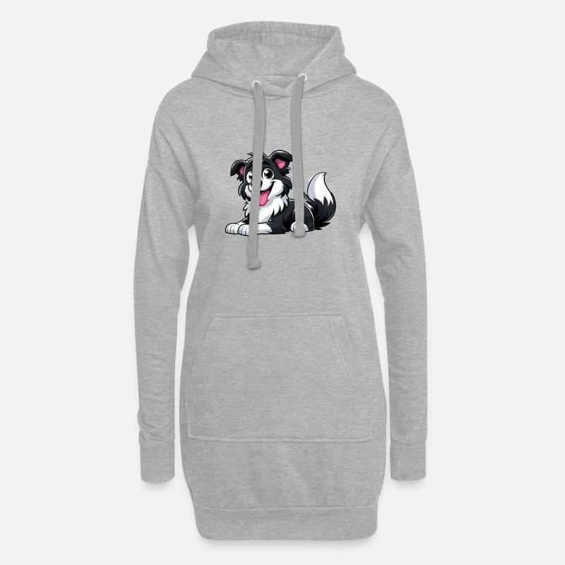 Border Collie 4 - Hoodie-Kleid - Grau meliert