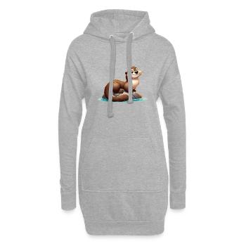 loutre 20 - Sweat-shirt à capuche long Femme - gris chiné - Devant
