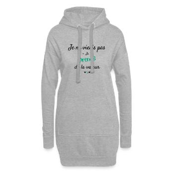 Je prends de la valeur - Sweat-shirt à capuche long Femme - gris chiné - Devant