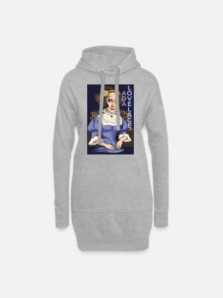 Ada Lovelace - Hoodie-Kleid - Grau meliert