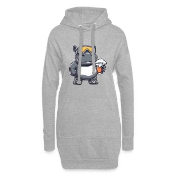 Hippopotame Après-Ski Bière Bande Dessinée - Sweat-shirt à capuche long Femme - gris chiné - Devant