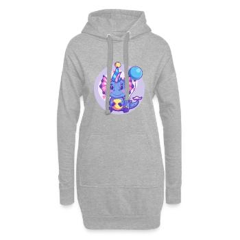 dinosaure tricératops anniversaire bébé - Sweat-shirt à capuche long Femme - gris chiné - Devant