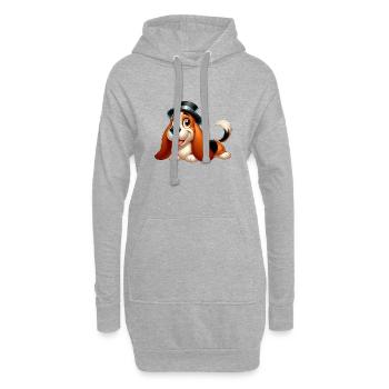 basset 7 - Sweat-shirt à capuche long Femme - gris chiné - Devant