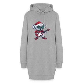 Guitare Rocker de Noël Koala - Sweat-shirt à capuche long Femme - gris chiné - Devant