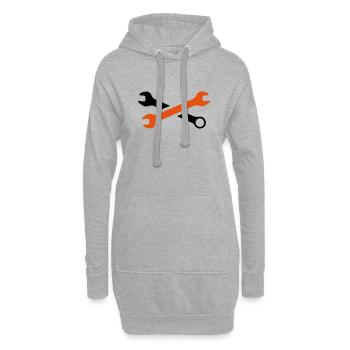 Gekreuzte Maulschlüssel - Hoodie-Kleid - Grau meliert - Vorne