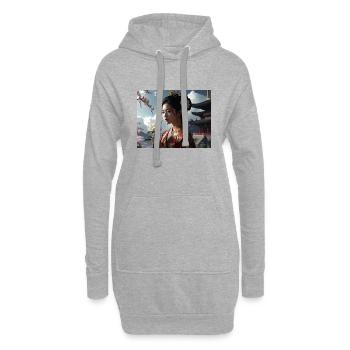 asiatin,geisha,japan,illustration - Hoodie-Kleid - Grau meliert - Vorne