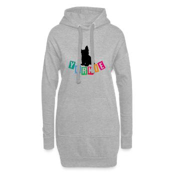 Yorkie Yorkshire Terrier mit bunten Buchstaben - Hoodie-Kleid - Grau meliert - Vorne