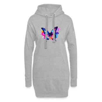 Papillon, Coloré, Aquarelle, Peinture - Sweat-shirt à capuche long Femme - gris chiné - Devant