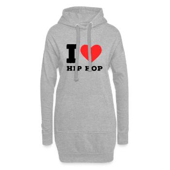 J’adore le hip hop - Sweat-shirt à capuche long Femme - gris chiné - Devant