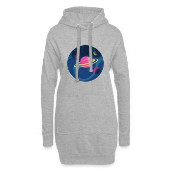 Planeten im Weltraum - Hoodie-Kleid - Grau meliert - Vorne