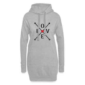 LOVE - Sweat-shirt à capuche long Femme - gris chiné - Devant