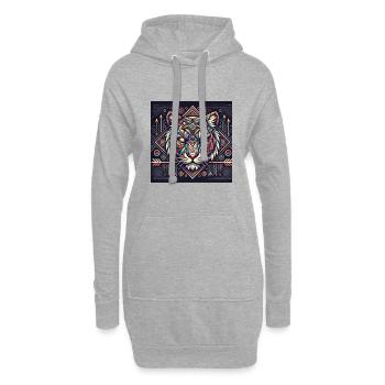 Tigre géométrique - Sweat-shirt à capuche long Femme - gris chiné - Devant