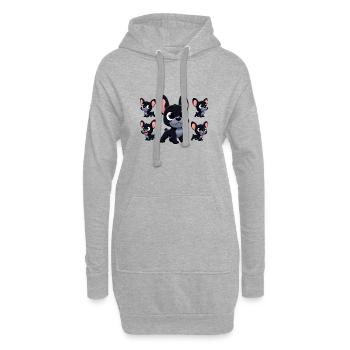 Französische Bulldogge 3 - Hoodie-Kleid - Grau meliert - Vorne