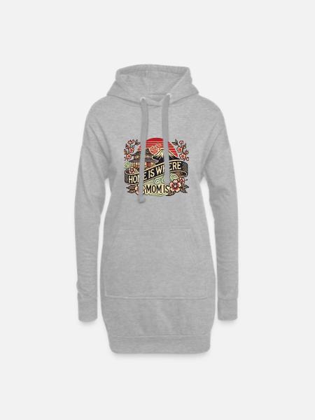 Home is where Mom is – Retro Japan Ukiyo-e Mutter - Hoodie-Kleid - Grau meliert