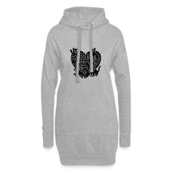 Chats - Chats en forme de cœur - Sweat-shirt à capuche long Femme - gris chiné - Devant