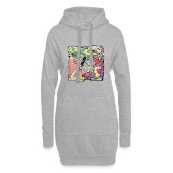 Logement de boîte de fille d’étudiant. T-shirts, sweats à capuche, cadeaux - Sweat-shirt à capuche long Femme - gris chiné - Devant