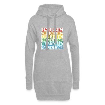 Ich bin wie ich bin - Adenauer Zitat in 3D Text - Hoodie-Kleid - Grau meliert - Vorne
