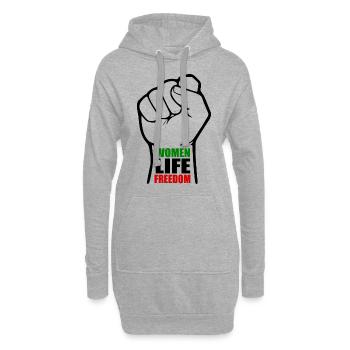 Women life freedom - Sweat-shirt à capuche long Femme - gris chiné - Devant